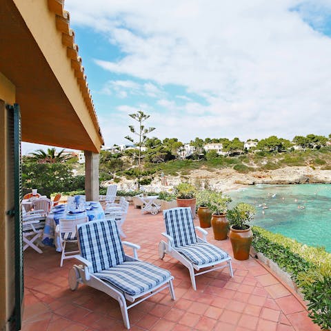 Sunbathe on the terrace overlooking the sea
