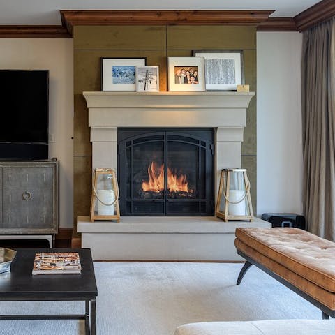 Warm up by the fireplace after a day on the slopes