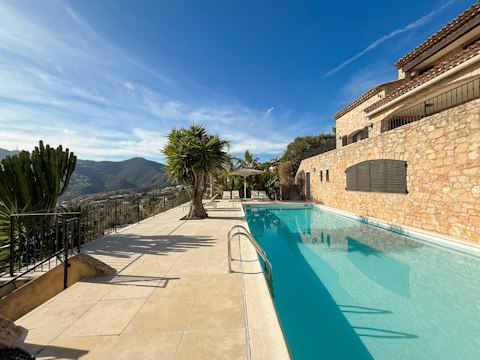 Swim in the palm-fringed pool, savouring the sunshine