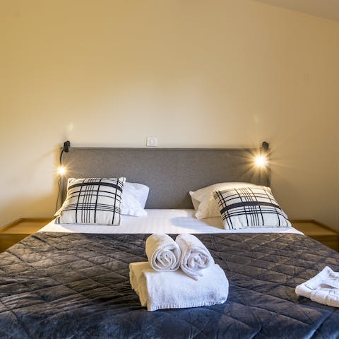 Get a good night's rest in the comfy bedroom