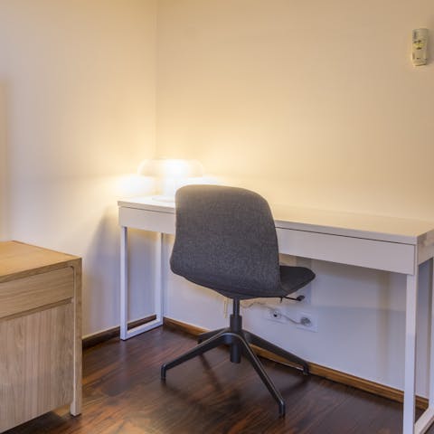 Catch up on work at the dedicated desk