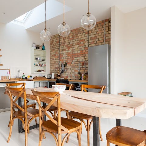 Enjoy wonderful dinners around the rustic dining table