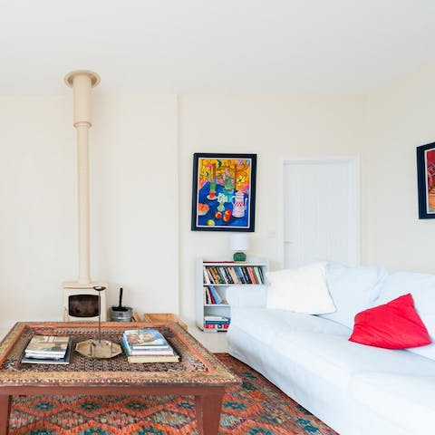 Throw some logs in the wood-burner and snuggle up on the sofa