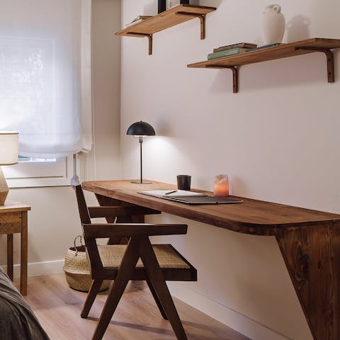 Get some work done remotely at the dedicated desk area