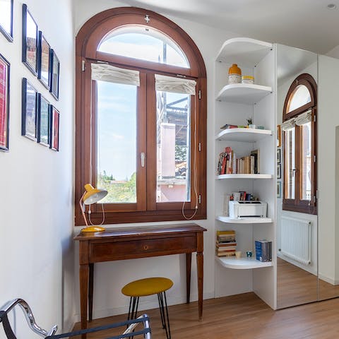 Catch up on work at the dedicated desk space