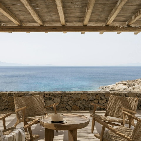 Relax against a backdrop of blue skies and sea views