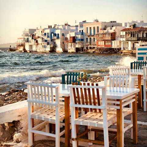 Drive half an hour to Mykonos Town for a delightful day out