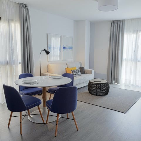 Kick back in the living area after a busy day by the coast