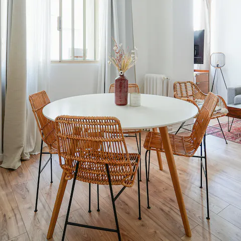 Gather around the dining table for breakfast before starting your day