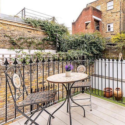 Enjoy a morning cuppa in the patio garden