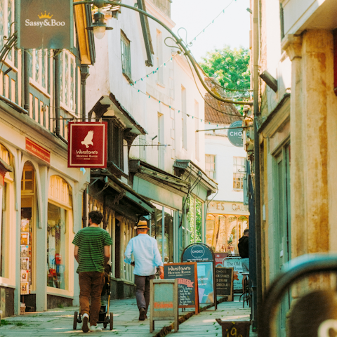 Wander the charming streets of Frome, fifteen-minutes away