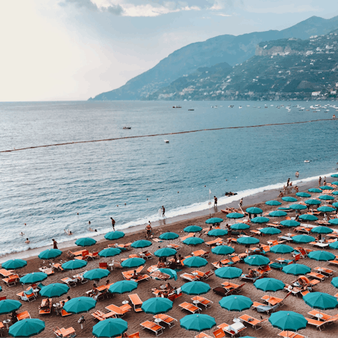 Visit the popular sandy beach at nearby Maiori
