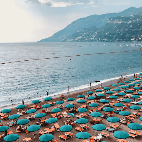 Visit the popular sandy beach at nearby Maiori