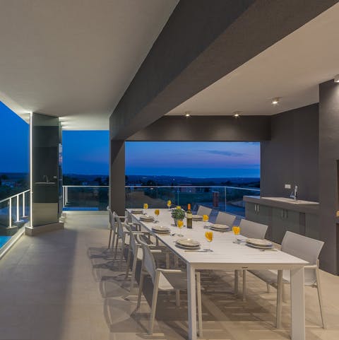 Prepare alfresco balcony dinners in the outdoor kitchen