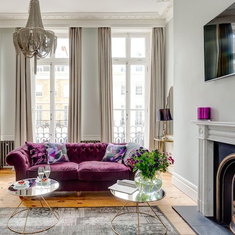 Relax in style in the palatial living room