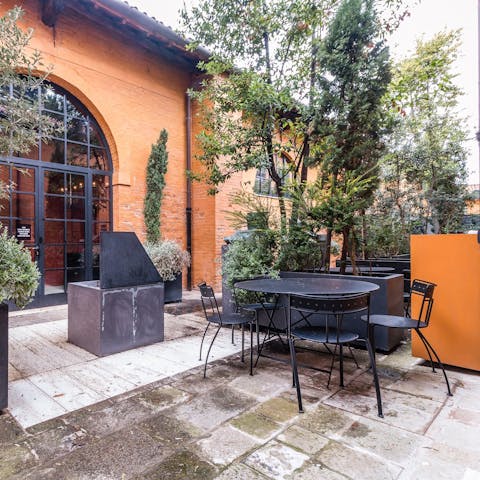 Enjoy evening aperitifs on the sun-kissed terrace