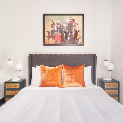 Snuggle up in the comfy bed after a busy day exploring the city