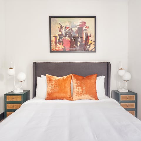 Snuggle up in the comfy bed after a busy day exploring the city