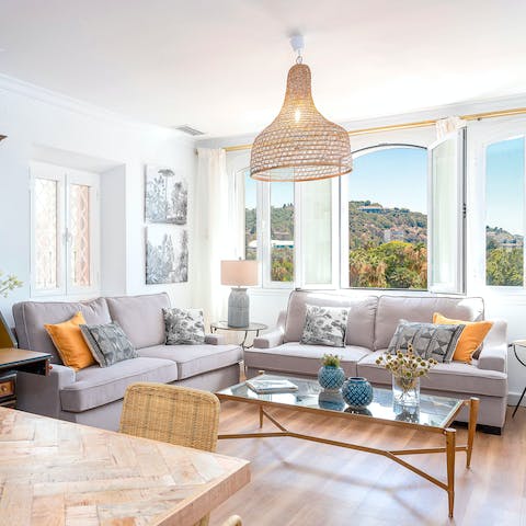 Put your feet up in the ethereal atmosphere of the living room