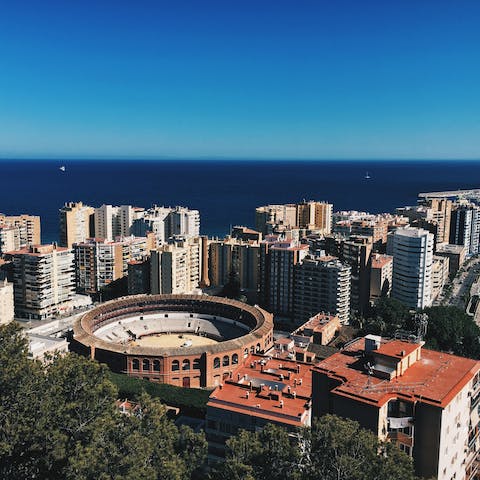 Head up the tree-lined paths to hilltop Mirador de Gibralfaro, for far-reaching city vistas