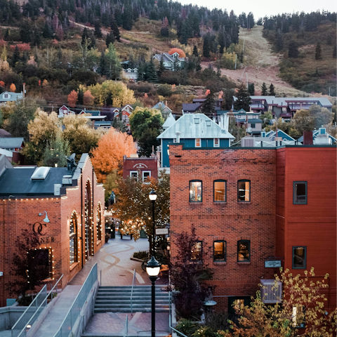 Drive fifteen minutes to buzzing Main Street