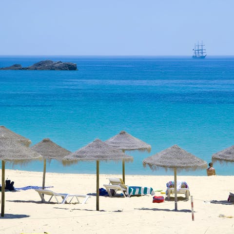 Break up pool days at Praia da Falésia Beach, just a 5-kilometre drive away