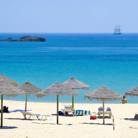 Break up pool days at Praia da Falésia Beach, just a 5-kilometre drive away