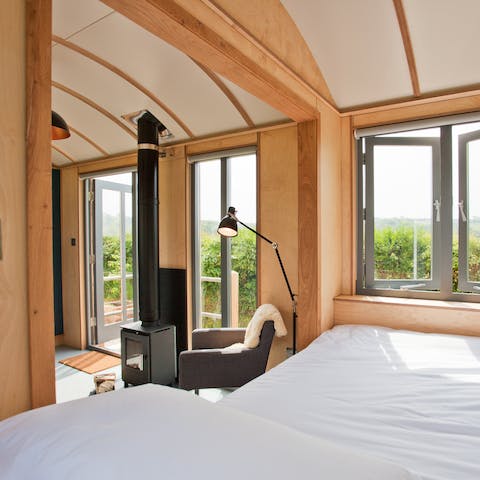 Wake up to these views from the king sized bed