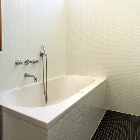 End a busy day with a nice hot soak in the bathtub