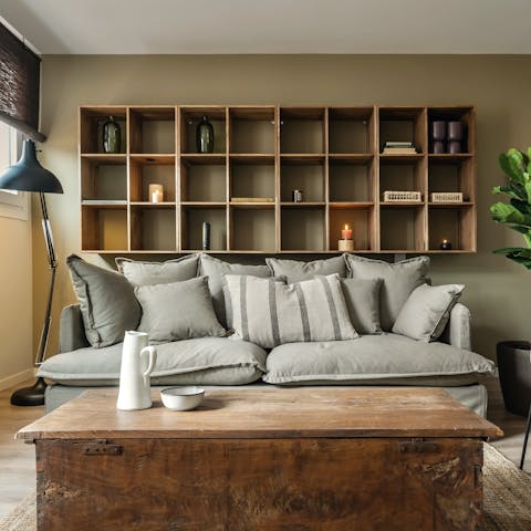 Sink into the plump couch after a busy day exploring Barcelona