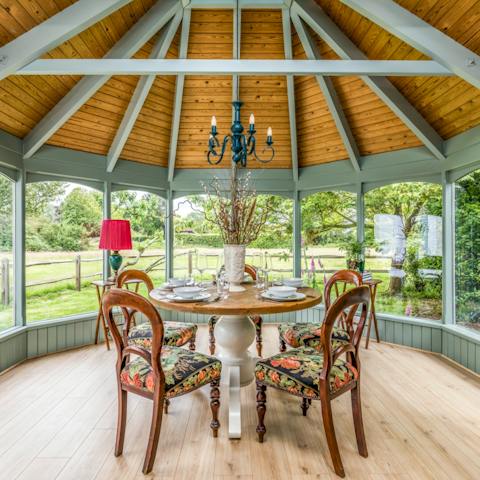 Enjoy the views of the fields, as you eat your breakfast in the conservatory dining room