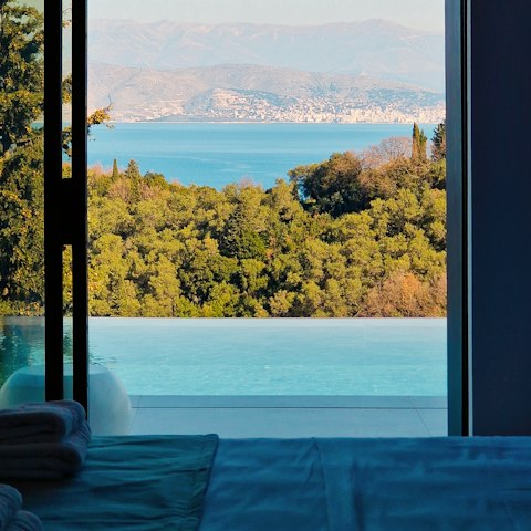 Admire the stunning views over Avlaki Bay and the Ionian Sea