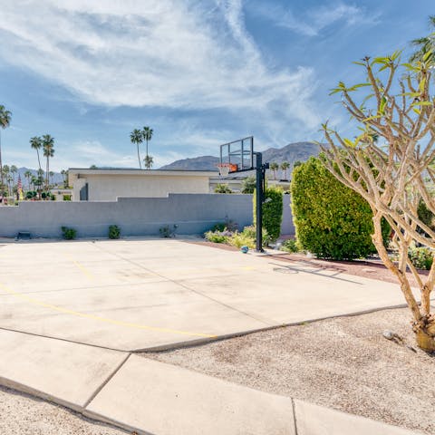 Shoot a few hoops on the half basketball court