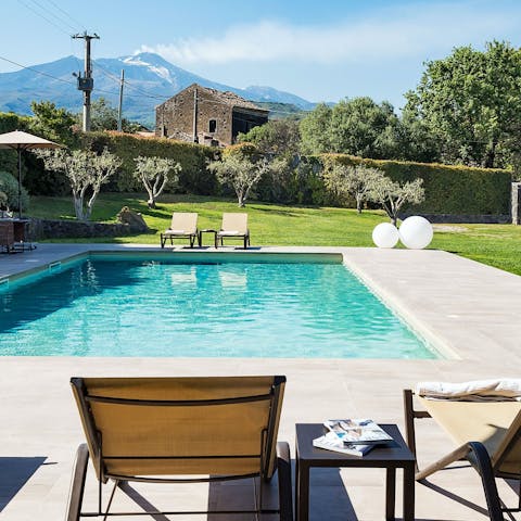 Swim gentle laps in the private swimming pool