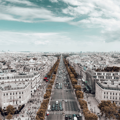 Browse the fashion boutiques on the nearby Champs-Elysées