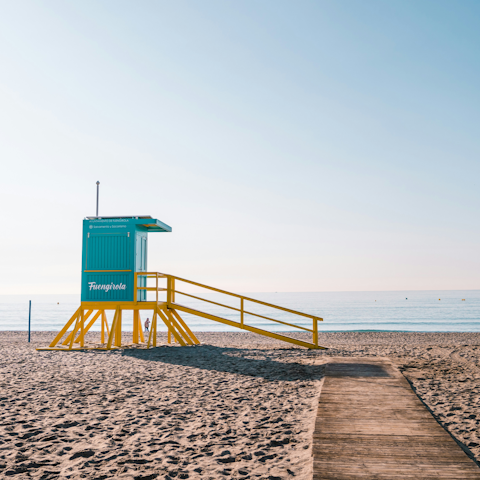 Take a day trip to Fuengirola beach, around thirty minutes away