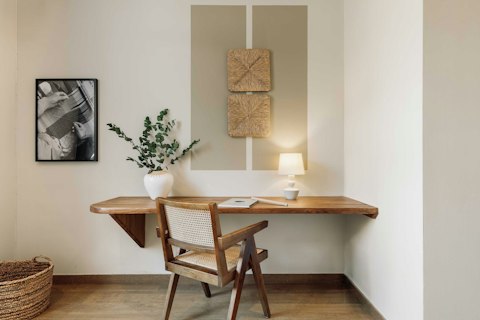 Find a quiet moment to catch up with work at the desk