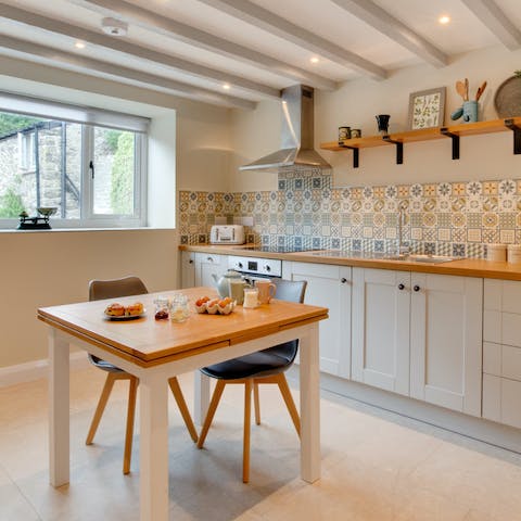 Enjoy hearty, homecooked breakfasts in the bright kitchen, preparing you for a big day