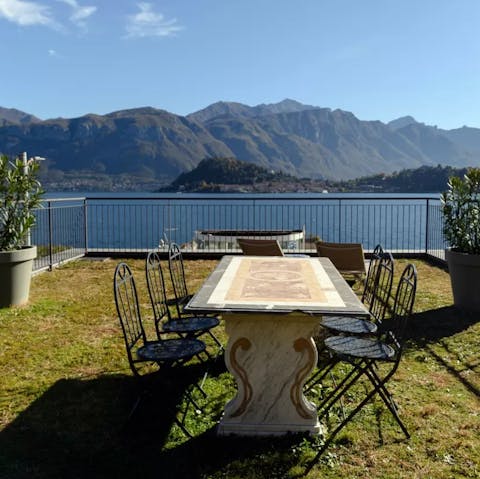Admire the amazing views of the lake from the terrace