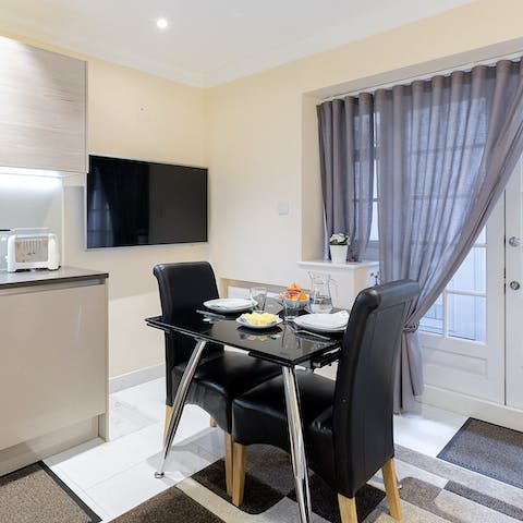 Sit down for a meal in the elegant dining area