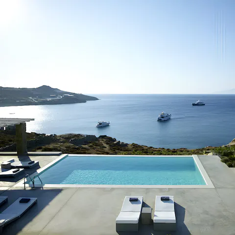 Choose between two infinity pools, both looking out over the Aegean