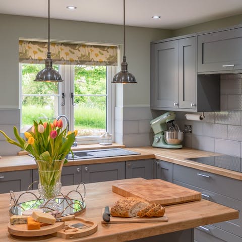 Put together a Ploughman's lunch in the modern kitchen