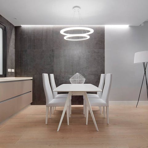 Dine in style under halo lighting