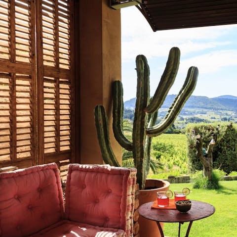 Enjoy nibbles on the covered terrace
