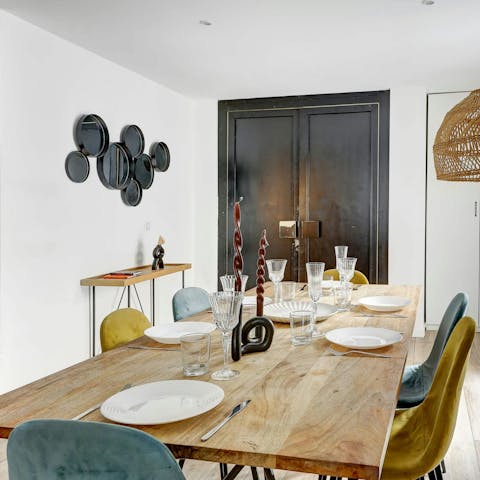 Gather for memorable meals in a warm and welcoming dining space