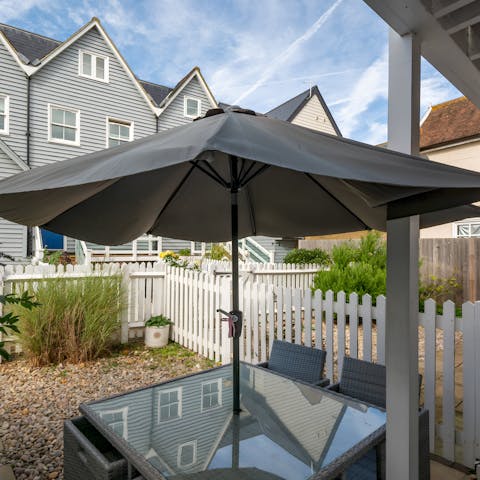 Enjoy fish and chips for lunch in the courtyard