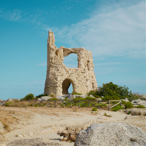 Discover ancient ruins in Briatico, just an eight-minute drive away
