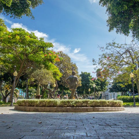 Walk just a minute to the beautiful Parque de Santa Catalina