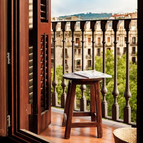 Enjoy your morning coffee on the sunny balcony