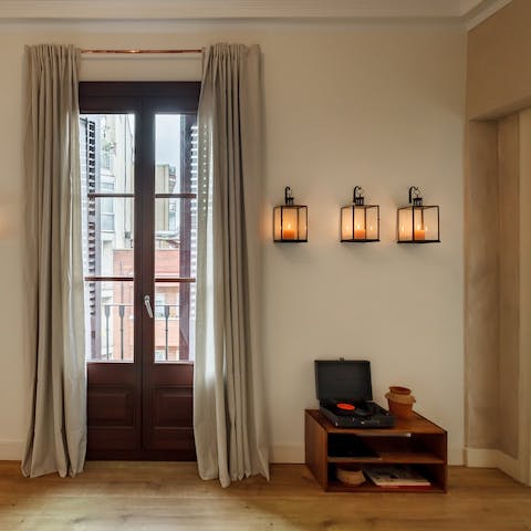 Pop a record on and relax in the comfortable living room